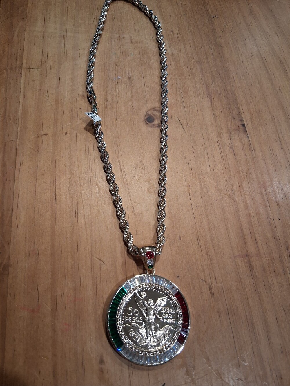 Gold Plated 18k Mexican Flag Necklace